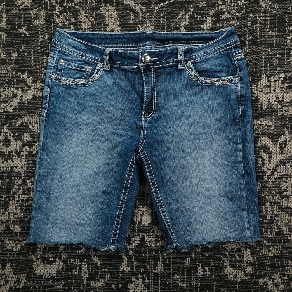 Denim Couture by Smith Denim House Bermuda Shorts Size 15 Frayed Hem Casual